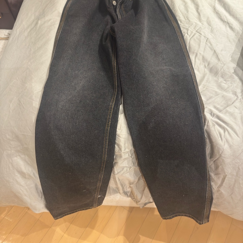 Loewe Relaxed Black Denim Jeans with Contrast Stitching